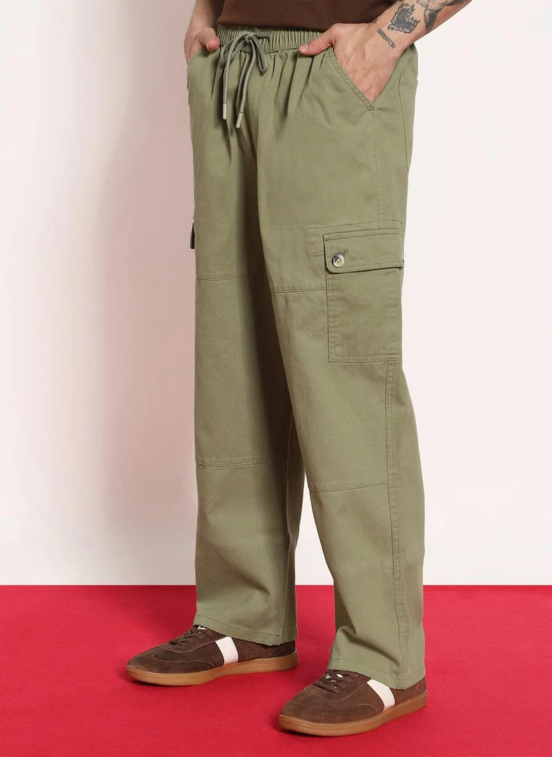 Urbano Fashion  Urbano Fashion Men's Light Olive Loose Baggy Fit Cargo Jogger Chino Pant with 6 Pockets Stretchable for Men | Best Price UAE